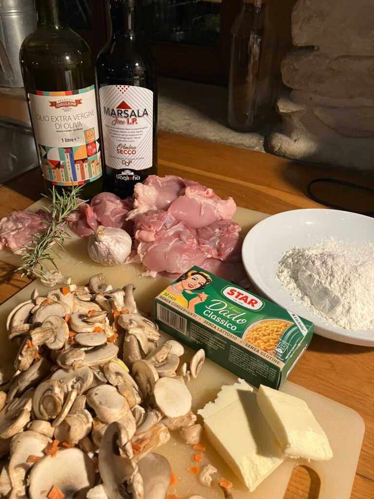 Echte Italiaanse recepten, Pollo al Marsala e Funghi, kip in Marsala met paddenstoelen